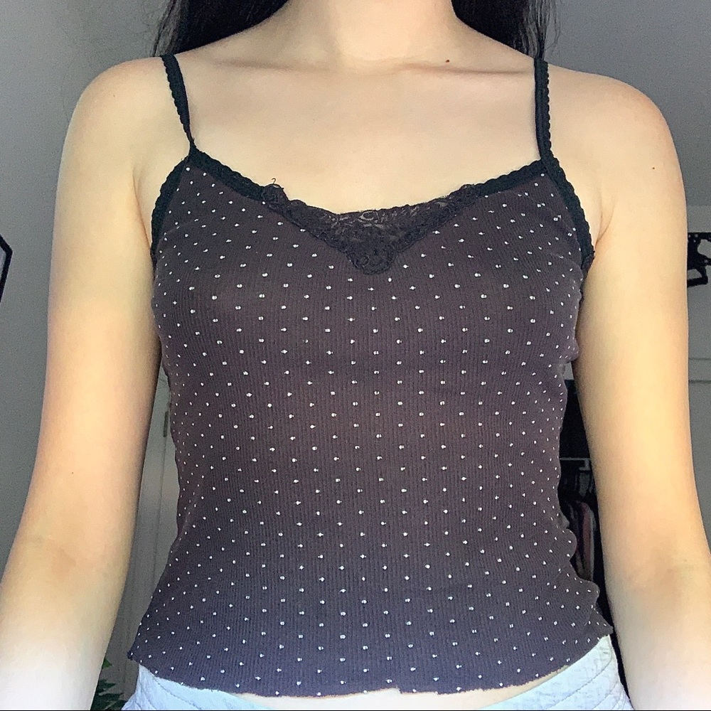 black coquette babydoll fairy grunge polka dot lace cami